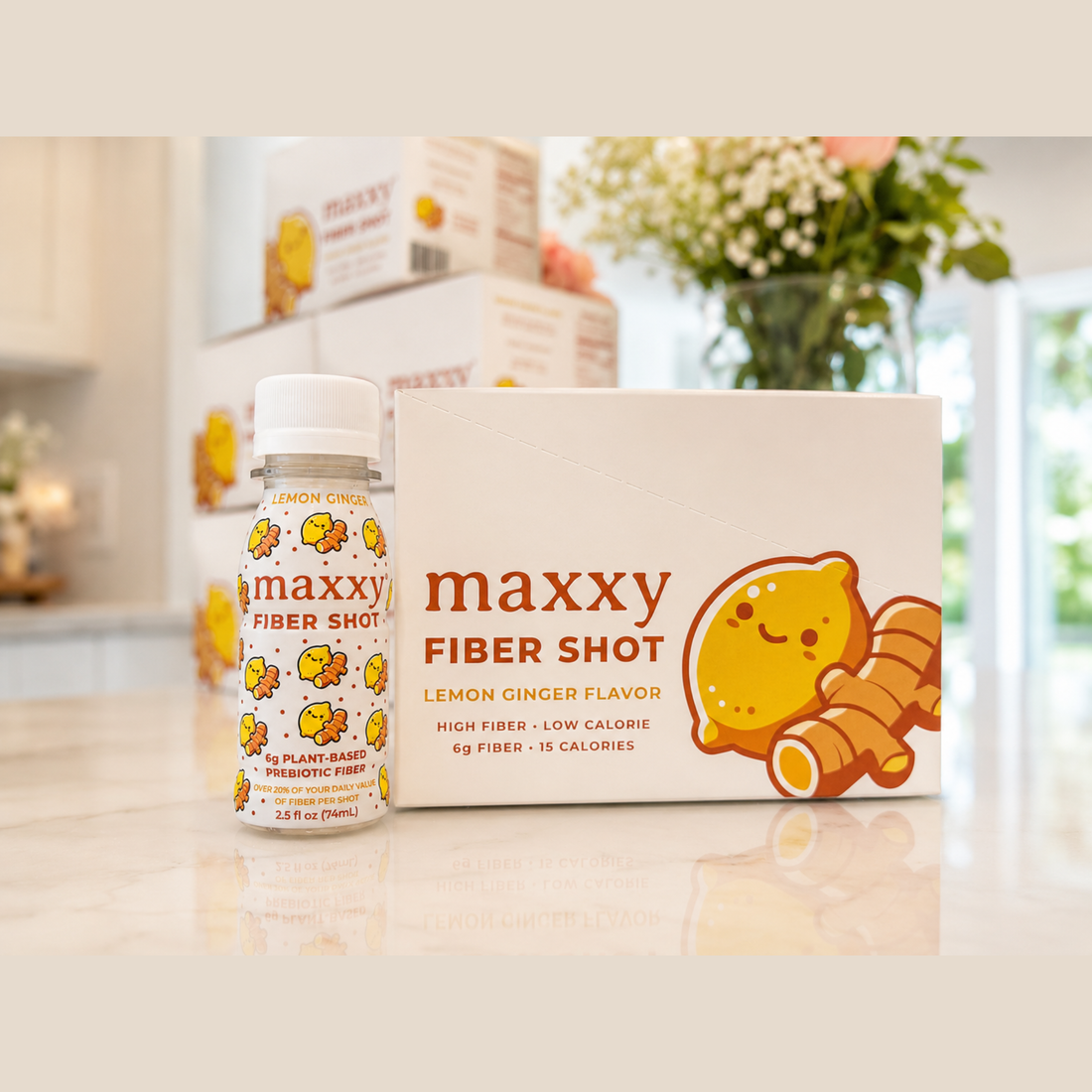 maxxy lemon ginger daily fiber shots